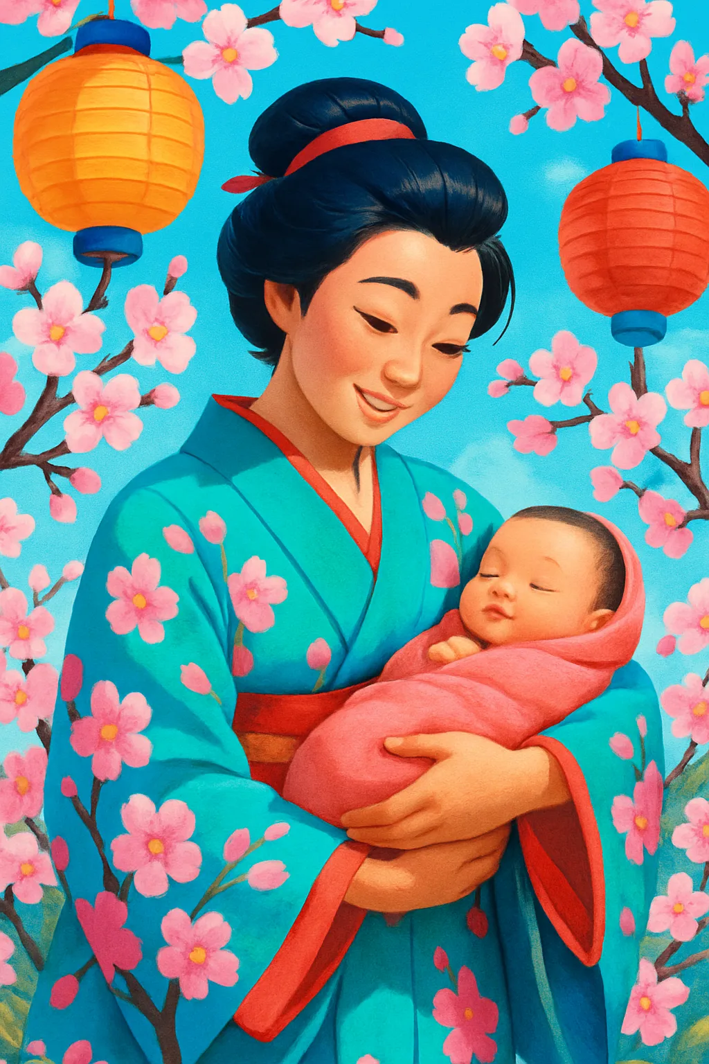 Parteras tradicionales de Asia (imagen generada con IA)