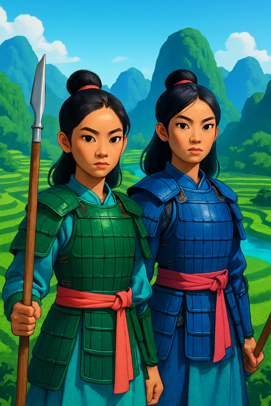 Las hermanas Trưng: 65 fortalezas, año 40 (imagen generada con IA)
